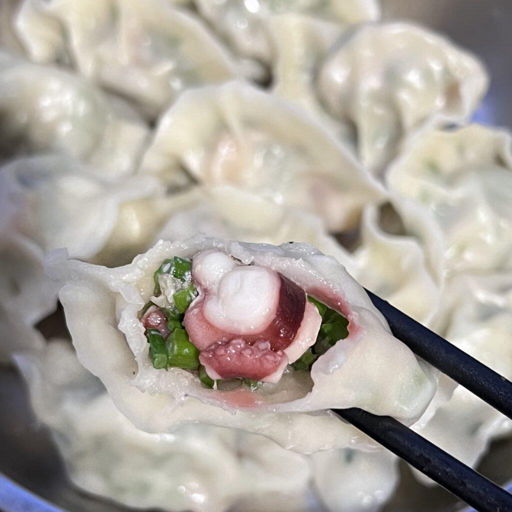 Ink dumplings close-up